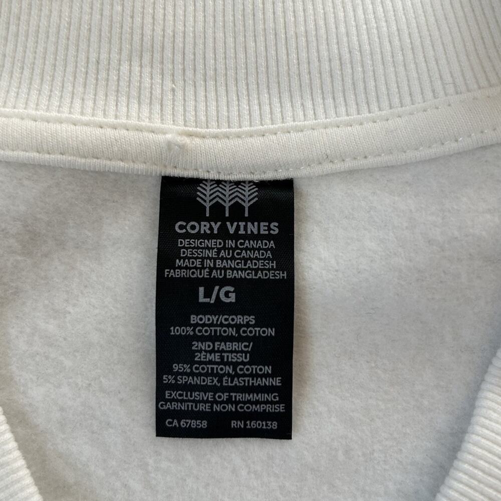 Cory Vines Mens Bomber Jacket Sweatshirt Size Lg Off White Fleece Varsity Style - Picture 6 of 8